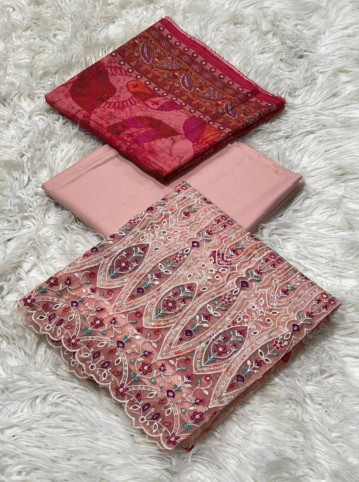Embroidered Unstitched 3-Piece Ladies Suit