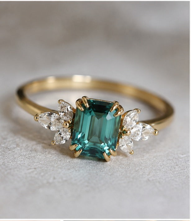 Vintage Exquisite Green Rectangular Synthetic